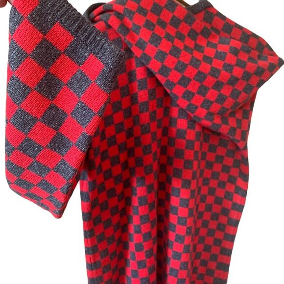 Checkered Cardigan Silk Wool Blend Checkered Vintage Sweater - Picture 12 of 16